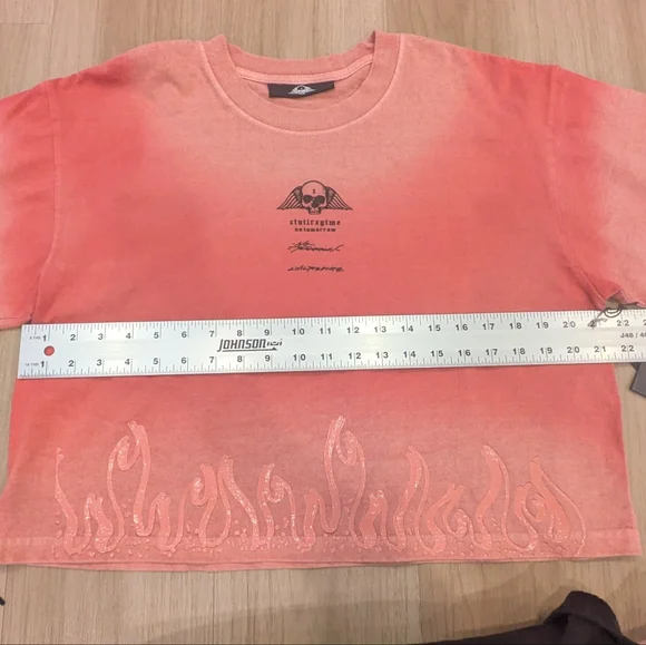 Civil Regime Cropped Distressed Flame Tee  No Tomorrow NWT Size Large - Picture 8 of 10